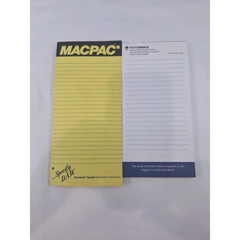 Vintage Macpac Macrodantin & Providence Medical Notepad Set Pharma Ephemera